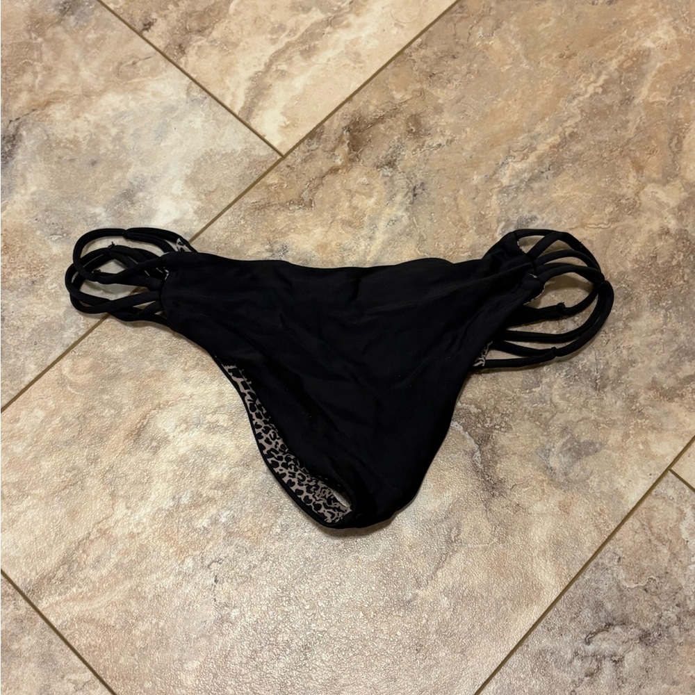 Acacia Swimwear Vintage Black La Rivera Bottoms Strappy Small - Picture 4 of 8